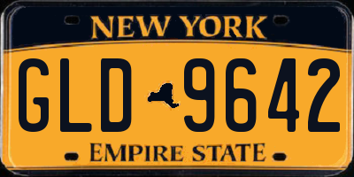 NY license plate GLD9642