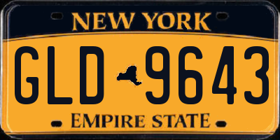 NY license plate GLD9643