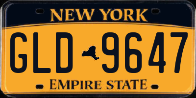 NY license plate GLD9647