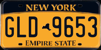 NY license plate GLD9653