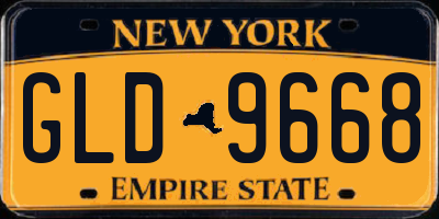 NY license plate GLD9668