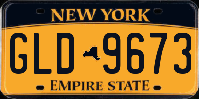 NY license plate GLD9673