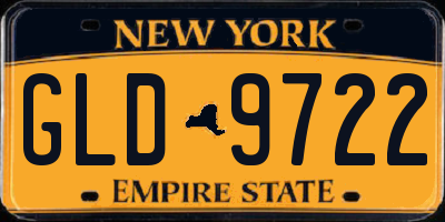 NY license plate GLD9722