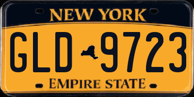 NY license plate GLD9723