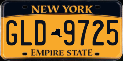 NY license plate GLD9725