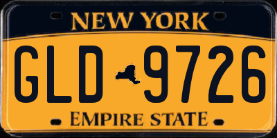 NY license plate GLD9726
