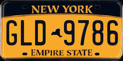 NY license plate GLD9786