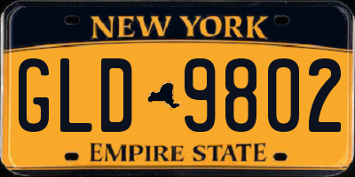 NY license plate GLD9802