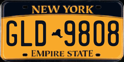 NY license plate GLD9808