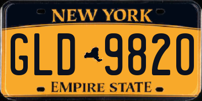 NY license plate GLD9820