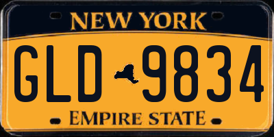 NY license plate GLD9834