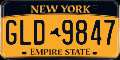 NY license plate GLD9847
