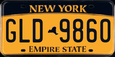 NY license plate GLD9860