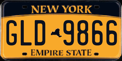 NY license plate GLD9866