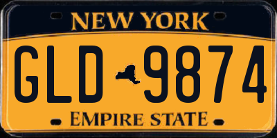 NY license plate GLD9874