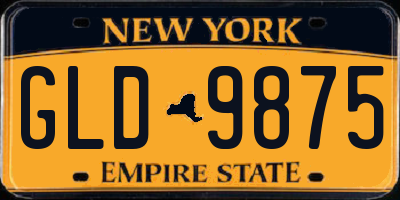 NY license plate GLD9875