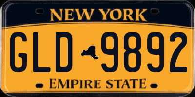 NY license plate GLD9892