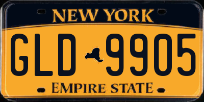 NY license plate GLD9905