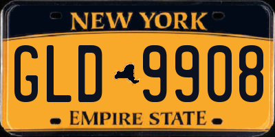 NY license plate GLD9908