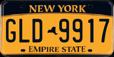 NY license plate GLD9917