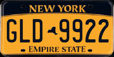 NY license plate GLD9922