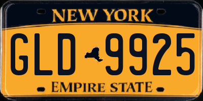 NY license plate GLD9925