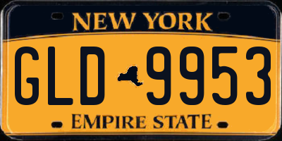 NY license plate GLD9953