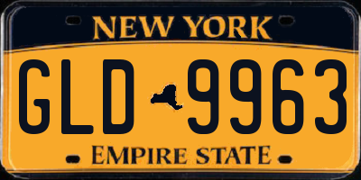 NY license plate GLD9963