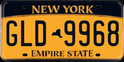 NY license plate GLD9968