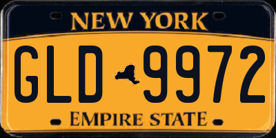 NY license plate GLD9972