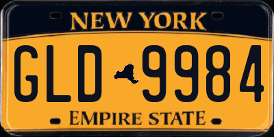 NY license plate GLD9984