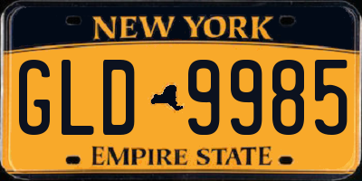 NY license plate GLD9985