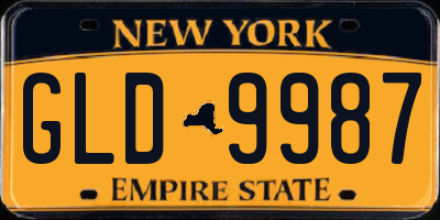 NY license plate GLD9987