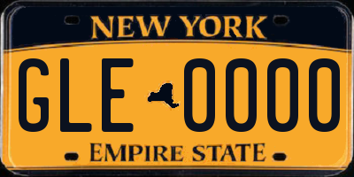 NY license plate GLE0000