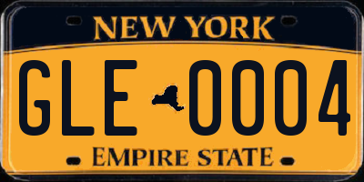 NY license plate GLE0004
