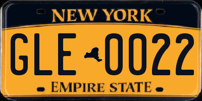 NY license plate GLE0022