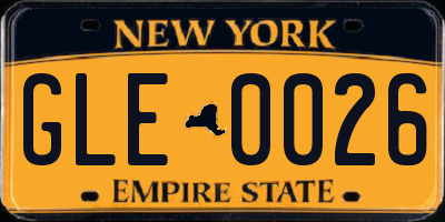 NY license plate GLE0026