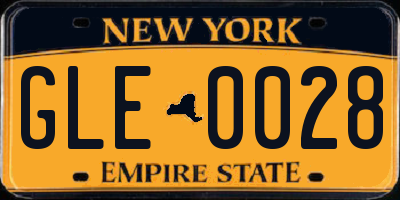 NY license plate GLE0028