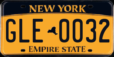 NY license plate GLE0032