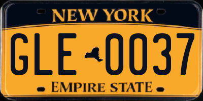 NY license plate GLE0037