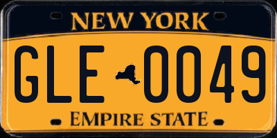 NY license plate GLE0049