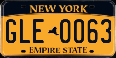 NY license plate GLE0063