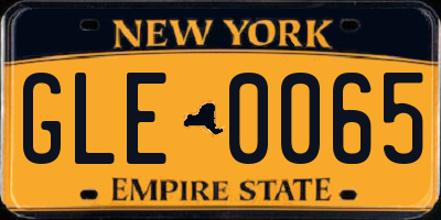 NY license plate GLE0065