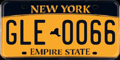 NY license plate GLE0066