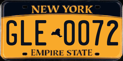 NY license plate GLE0072