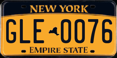 NY license plate GLE0076