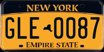 NY license plate GLE0087