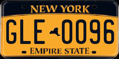 NY license plate GLE0096