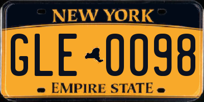 NY license plate GLE0098