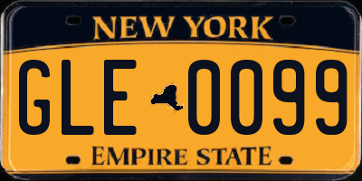 NY license plate GLE0099
